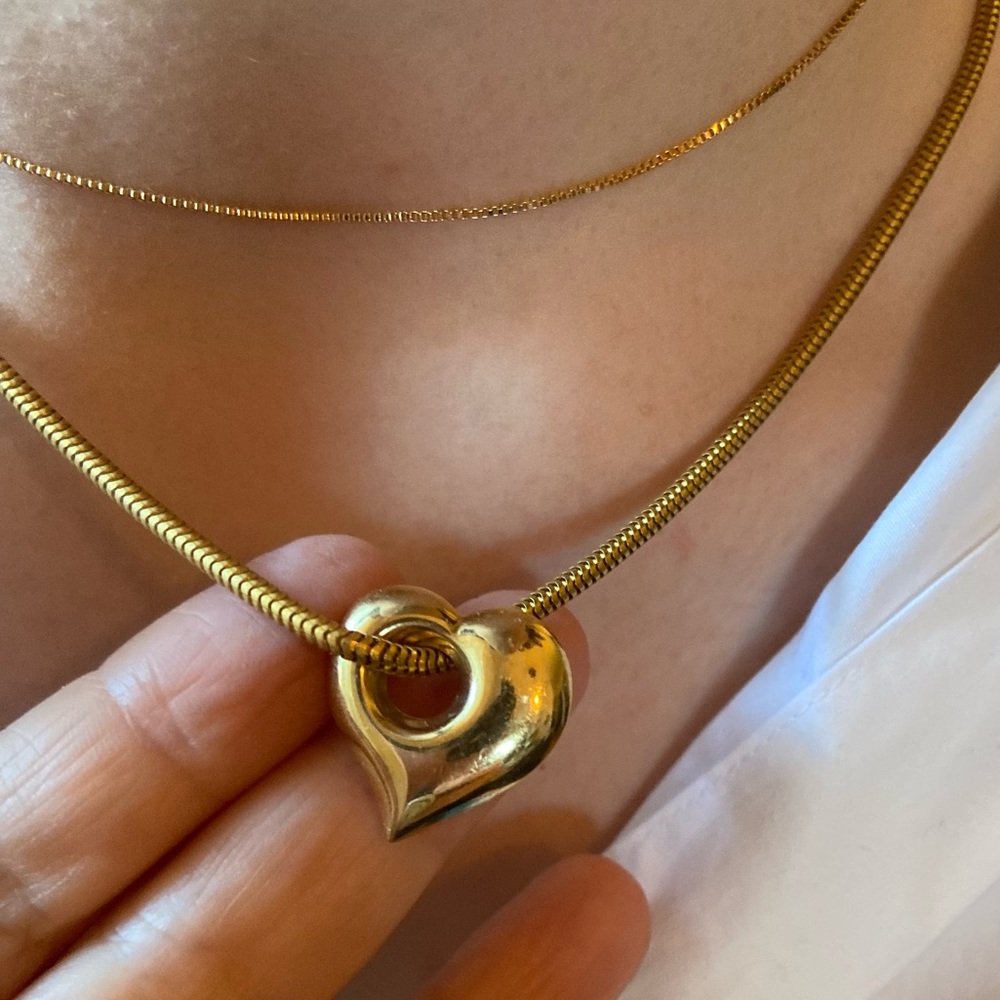 Vintage 14KT Gold Puffy Heart Slider